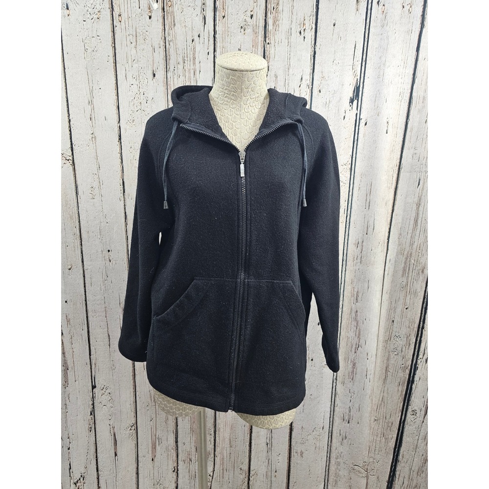 Marks & Spencer 12‎ Wool Blend Zip Up Hoodie Jacket St Michael Black EUC